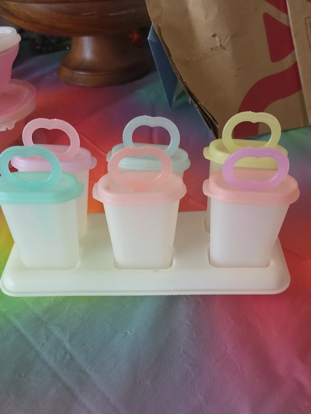 Set of Tupperware Pastel Ice Pop Molds with Tray - Multi-Color